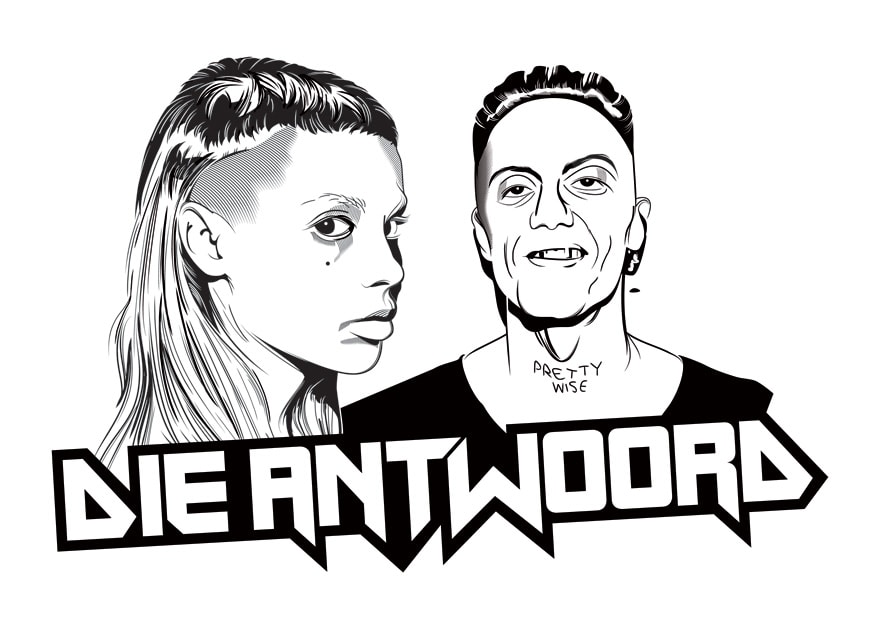 Illustration de Die Antwoord, groupe de hip-hop sud africain