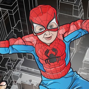 Illustration d'un enfant se faisant éjecter d'un immeuble : Little man